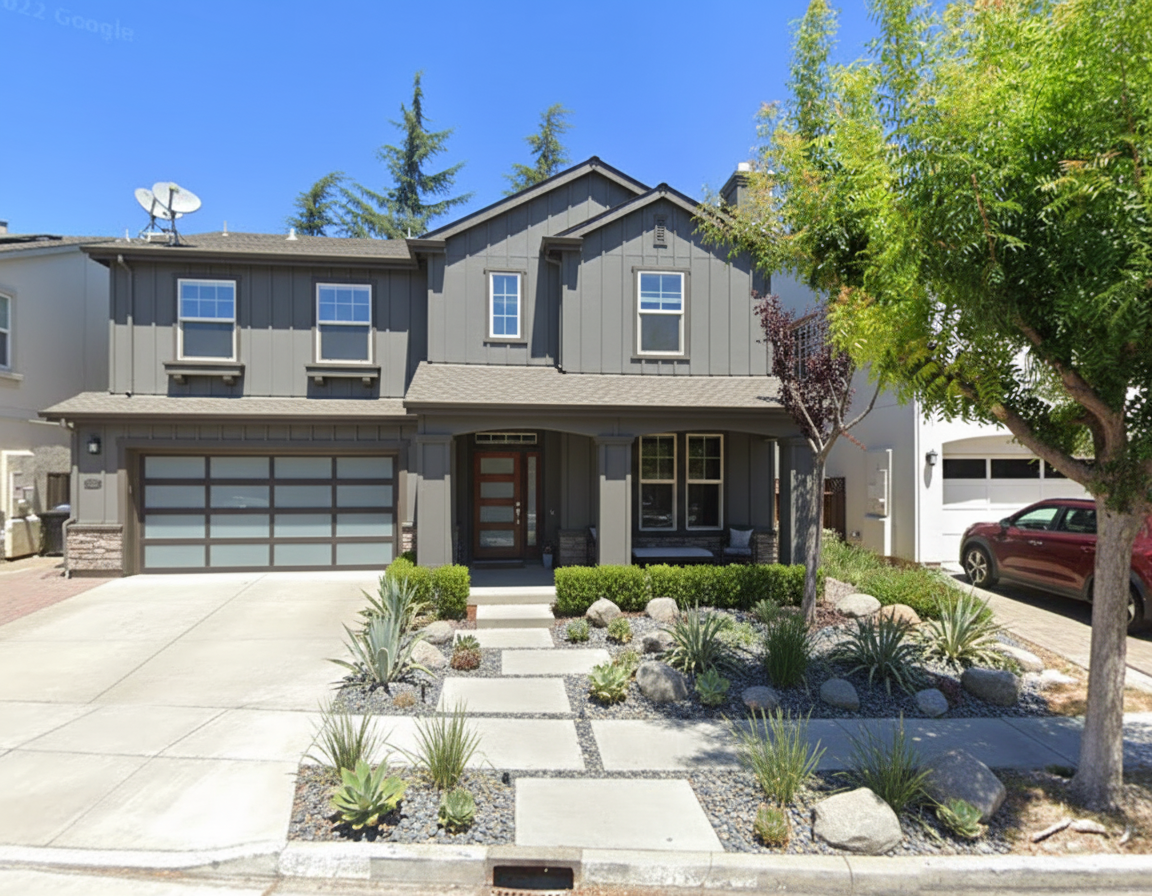 After - exterior transformation: Design type: exterior. Style Ref: None. Instructions: landscaping design and make it modern