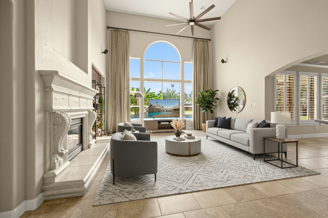 After - virtual staging transformation: Virtual Staging: Modern Living Room