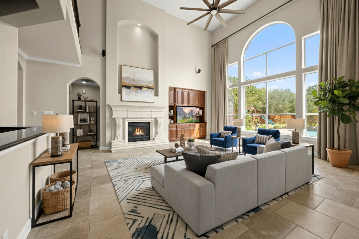 After - virtual staging transformation: Virtual Staging: Modern Living Room
