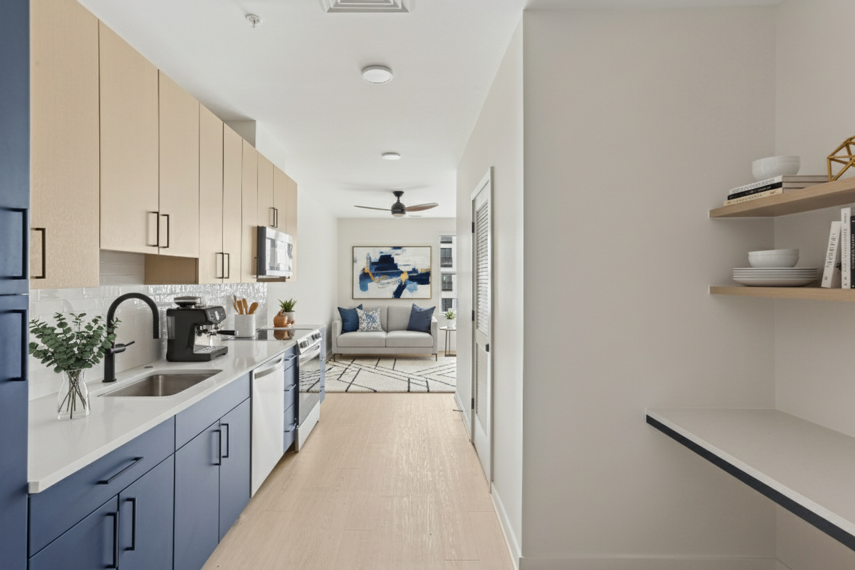 After - virtual staging transformation: Virtual Staging: Modern Kitchen (furniture removed)