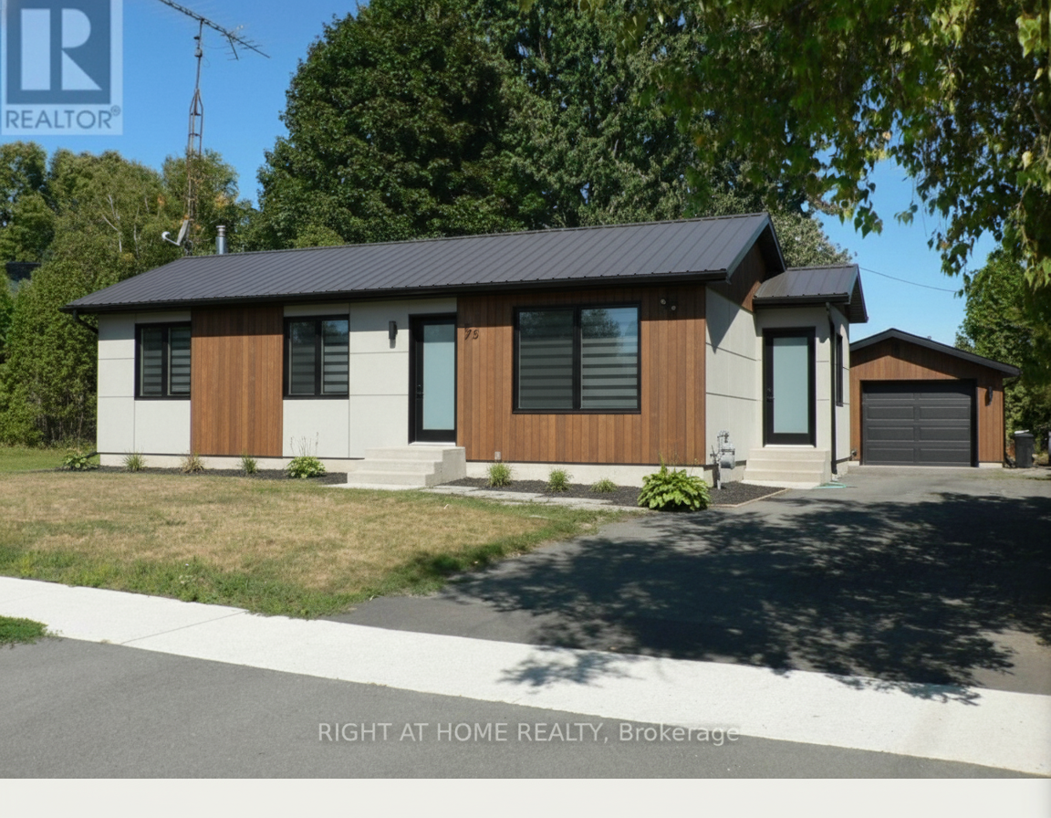 After - exterior transformation: Design type: exterior. Style Ref: None. Instructions: No trees, brown roof. Modern update.