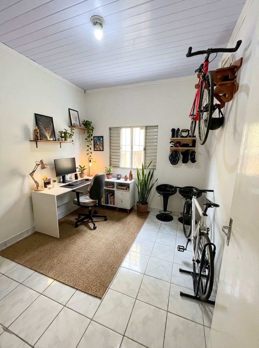 After - interior transformation: Design type: interior. Style Ref: None. Instructions: organizar e decorar o ambiente, organizando os itens existentes e adicionando o que for bom