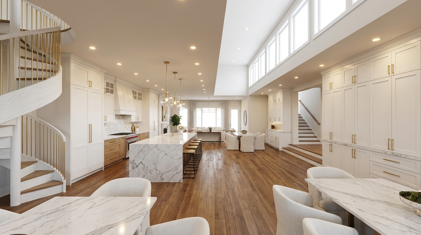 After - floorplan to_3d transformation: [FLOORPLAN-TO-3D-SIDEVIEW] Style Ref: https://s3.us-west-1.amazonaws.com/dev.nvwa.user.image/landingpage/kitchen/ClassicWhite.jpg?w=400&q=80. Instructions: 