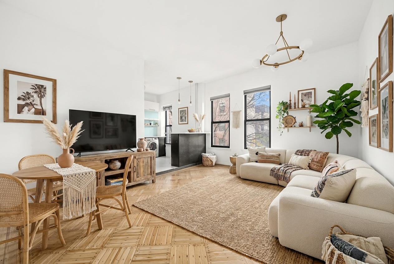 After - virtual staging transformation: [VIRTUAL-STAGING] Living Room - Bohemian